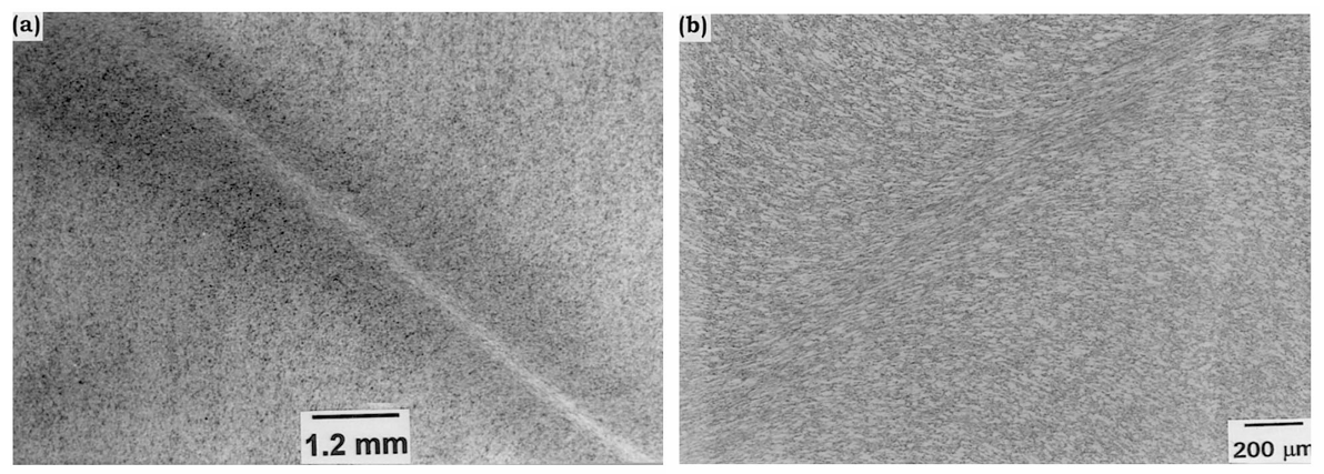 Fig.16 Macro and microstructure showing adiabatic shear band